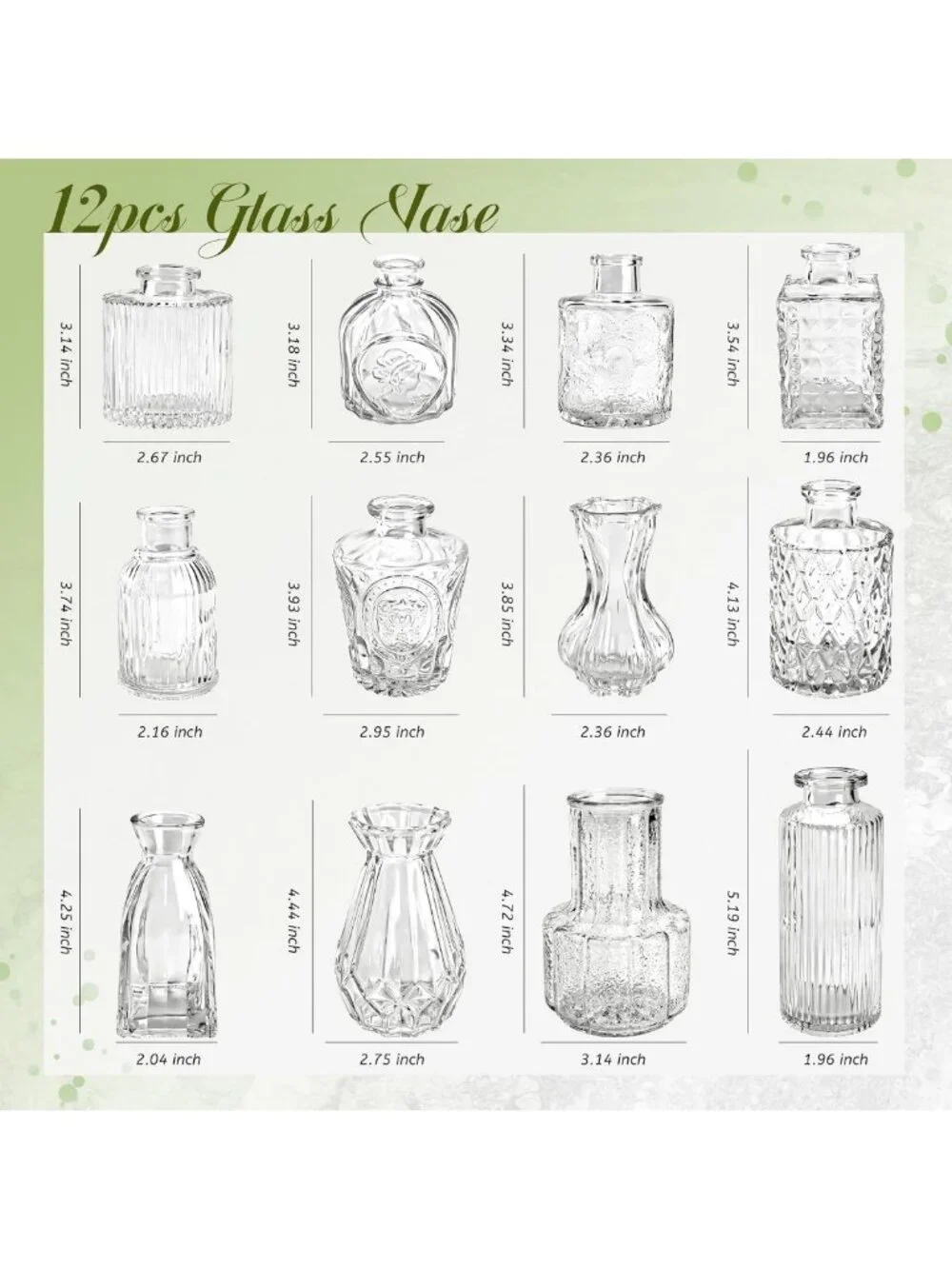 12pcs Clear Glass Bud Vases for Wedding Centerpieces & Home Decor, Elegant Decor